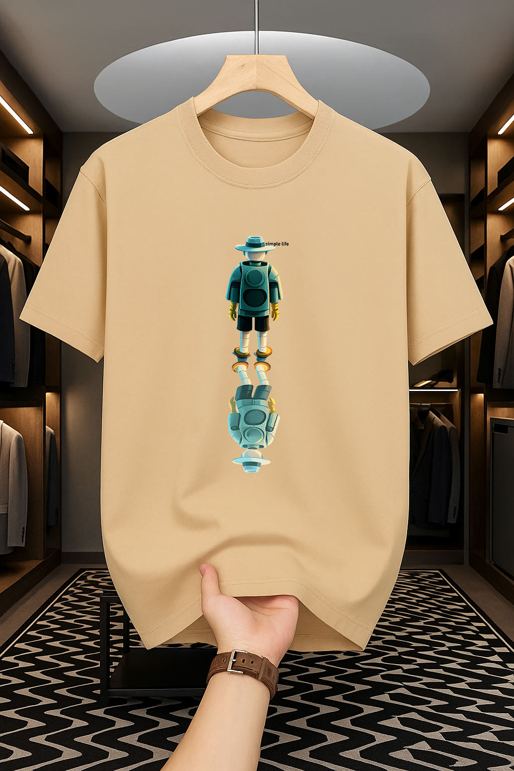 Drop Shoulder Print T-Shirt - Simple life Design