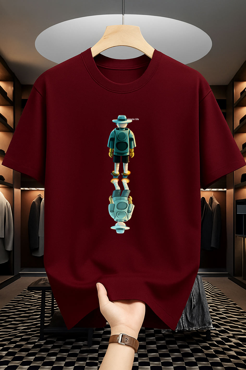 Drop Shoulder Print T-Shirt - Simple life Design