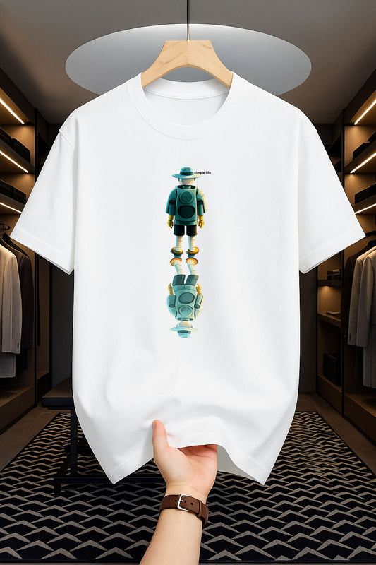 Drop Shoulder Print T-Shirt - Simple life Design